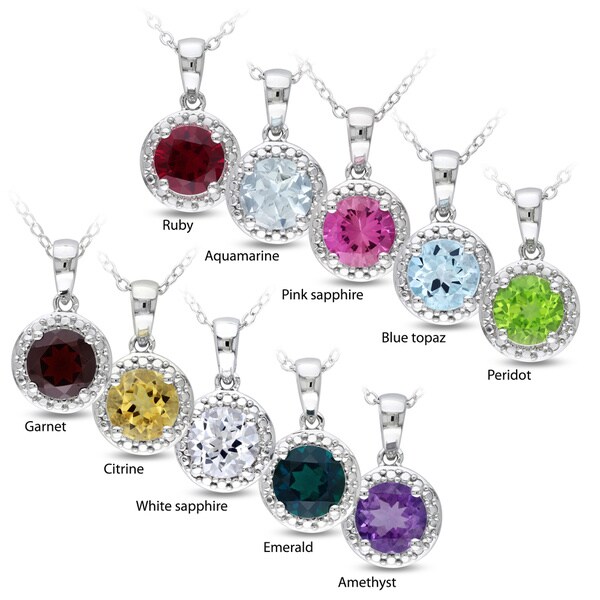 Miadora Sterling Silver Birthstone Necklace