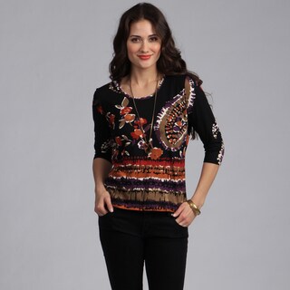 Rochelle Women's Designer Italian Fabric Paisley Print Top