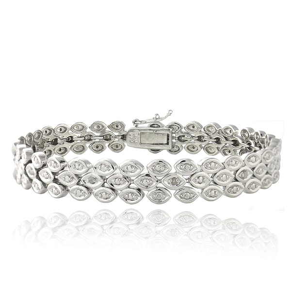 DB Designs Rhodium-plated 1/10ct TDW Diamond 3-row Bracelet