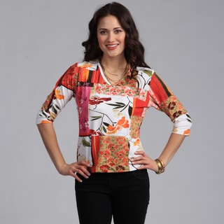 Rochelle Designs Women's Mixed Print Italian Fabric Top