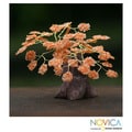 Handcrafted Brass and Gemstone 'Poinciana Tree' Sculpture (Brazil)