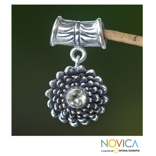 Handmade Sterling Silver 'November Chrysanthemum' Citrine Pendant Indonesia