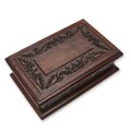 Handcrafted Mohena Wood and Leather 'Andean Detail' Jewelry Box (Peru)