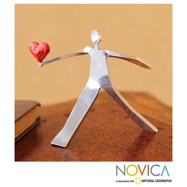 Aluminum 'A Heart for Love' Sculpture , Handmade in Peru
