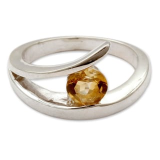Handcrafted Sterling Silver 'Circle of Love' Citrine Ring (India)