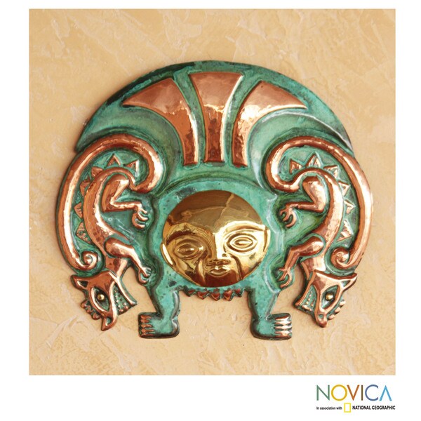 Copper and Bronze Moche Warrior Insignia Inca Mask (Peru