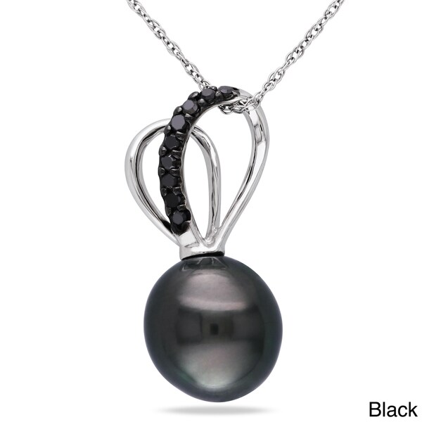 Miadora 10k Gold Cultured Freshwater Pearl and 1/10ct TDW Diamond Necklace G-H, I2-I3