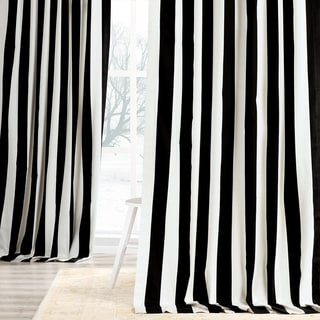 Hot Deal Cabana Black Stripe Cotton Curtain Panel
