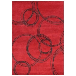 Hand-carved Alliyah Hand Made Red Wool Blend Rug (5' x 8')
