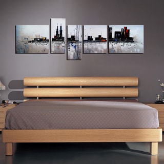 (>_<) 'The City' 5-piece Gallery-wrapped Hand Painted Canvas Art Set