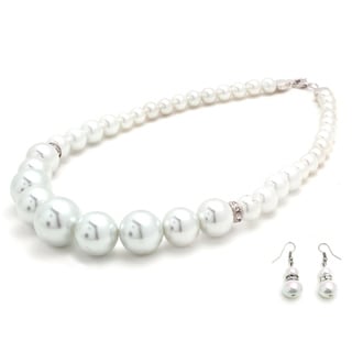 Bleek2Sheek Gradual Glass Pearl Necklace and Earring Jewelry Set