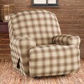 Stretch Belmont Ivory Plaid Recliner Slipcover
