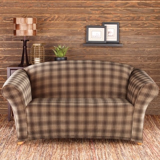 Sure Fit Stretch Belmont Sable Plaid Loveseat Slipcover