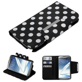 BasAcc Black Polka Dot Wallet Case for Samsung Galaxy Note 2 N7100