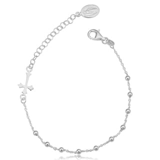 Fremada Sterling Silver Adjustable Saturn Rosary Bracelet (8.5-inch)