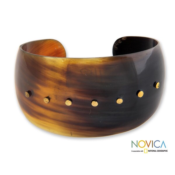 Handmade Cow Horn 'Evening Horizon' Cuff Bracelet Indonesia