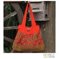 Handcrafted Cotton 'Apricot Afternoon' Large Shoulder Bag (Thailand)