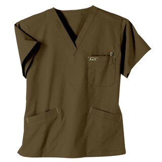 IguanaMed Women's Sienna Brown 3-Pocket Scrub Top