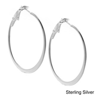 Sunstone Sterling Silver Large Flat Hoop Earrings