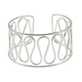 Handcrafted Silver Plated Ribbon Wave Cuff Bracelet (India)