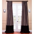 Banded Faux Silk Mushroom & Espresso Velvet Curtain Panel