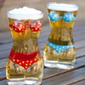 Set of 2 Glass Sexy Lady Torso Bikini Beer Mugs