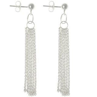 Carolina Glamour Collection Sterling Silver Multi-chain Dangle Earrings