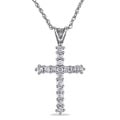 Miadora 10k White Gold 1/4ct TDW Diamond Cross Necklace (H-I, I3)