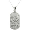 Carolina Glamour Collection Sterling Silver Peace Dog Tag Necklace