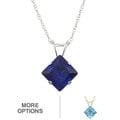 10k Gold Blue Topaz or Created Blue Sapphire Necklace