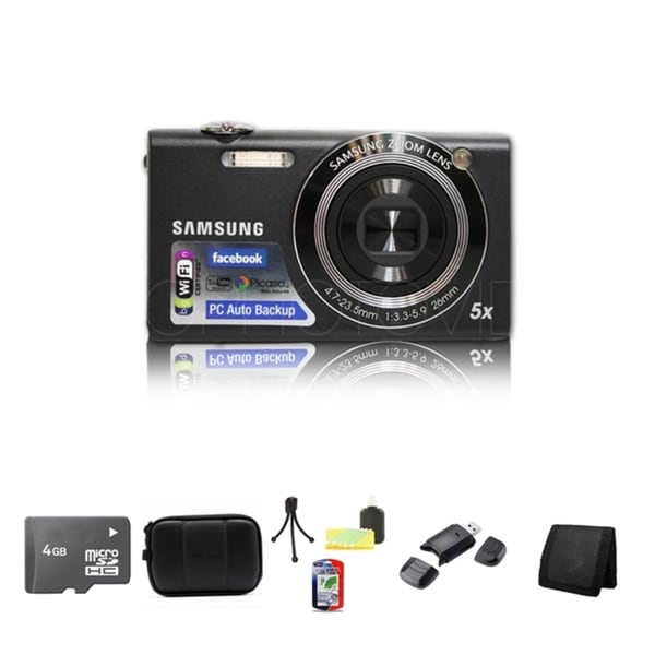 Samsung SH100 14.2MP Black Digital Camera 4GB Bundle