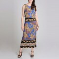 R & M Richards Women's Status Scarf Print Maxi Dress