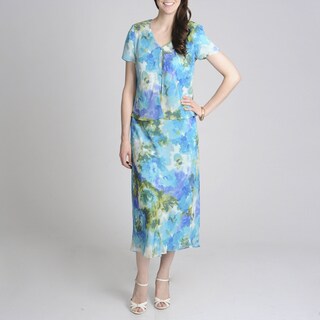 R & M Richards Women's Floral Mock 2-piece Dress