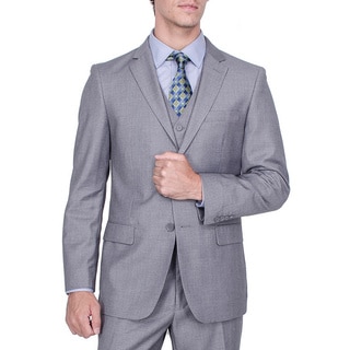 Giorgio Fiorelli Men's Solid Grey 2-Button Vested Suit