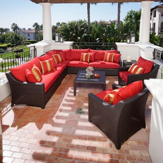 RST Cantina 9-piece Corner Sectional Sofa and Club Chairs Set Patio Furniture