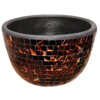 Price Aquify Chocolate and Gold Mosaic Glass Deep Bowl (Indonesia)