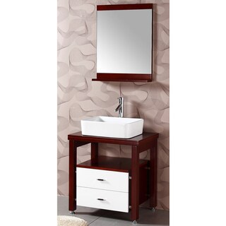Wood Top Single Vessel Sink/ Bathroom Vanity with Matching Mirror
