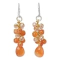Sterling Silver 'Orange Glam' Carnelian Earrings (Thailand)