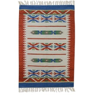 Handcrafted Wool 'Geometric Revelation' Rug (4x6) (India)