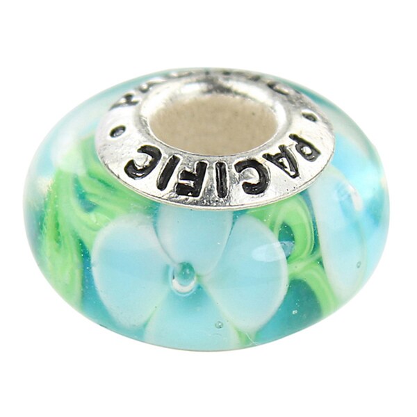 Silver Overlay 'Flower Garden' Murano-style Glass Bead