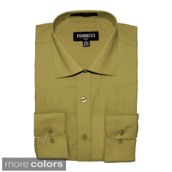 Ferrecci Men's Long-Sleeve Slim-Fit Collared Dress Shirt-Image