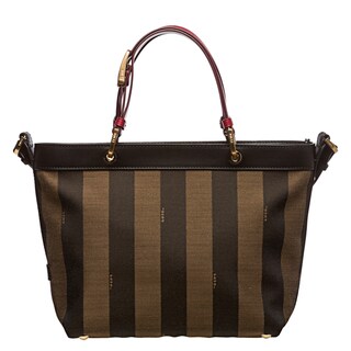 Fendi 'Pequin' Tobacco Striped Framed Top Tote