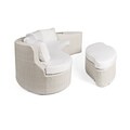 Long Beach White Wash Sofa with Ottoman