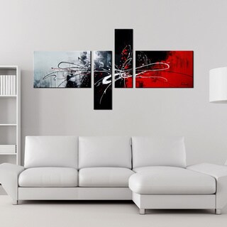 'Abstract 435' 4-piece Gallery-wrapped Hand Painted Canvas Art Set