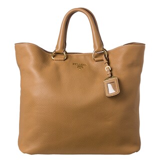 Prada \u0026#39;Daino\u0026#39; Beige Pebbled Leather Tote - 15342346 - Overstock ...  