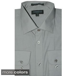 Ferrecci Men's Slim Fit Collared Dress Shirt-Image