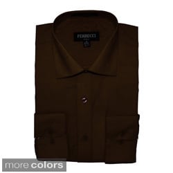 Ferrecci Men's Slim-Fit Collared Button-Front Dress Shirt-Image