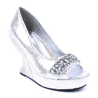 Celeste Women's 'JUSTIN-02' Rhinestone-Studded Curved Heel Sandals