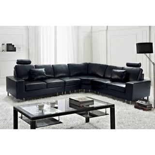 See Reviews Stockholm Black Contemporary Design Sectional Leather Sofa by Beliani