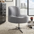 Bridgeport Ergonomic Contour Grey Linen Swivel Modern Cross Legs Accent Chair